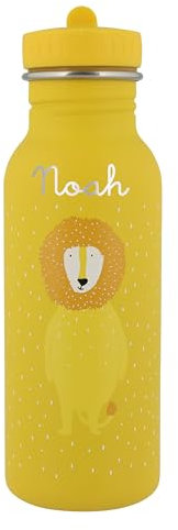 Trixie Baby Personalisierte Löwe Kindertrinkflasche (500ml) aus rostfreiem Edelstahl mit Namen für Mädchen und Jungen - Auslaufsicher & kinderfreundlich