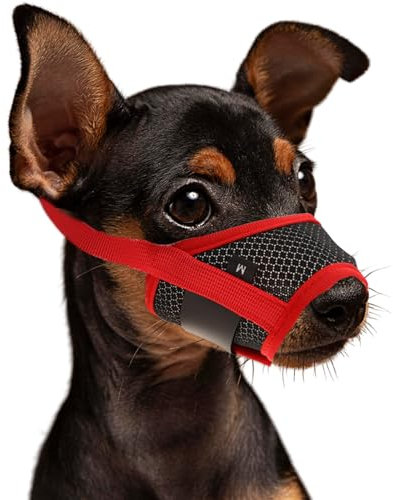 WLLHYF Maulkorb für Hunde Weicher Nylonmaulkorb Atmungsaktiv Maulkorb für Haustiere Antibellen Beißen und Kauen Bequemer Maulkorb aus Weichem Netzstoff Verstellbarer Riemen für Kleine Hunde (Rot,M)