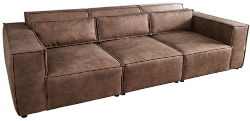 3-Sitzer Sofa BOSSA NOVA - 260cm - antik taupe - Microfaser - Nosagfederung | 5 Kissen inklusive, Wildleder-Optik, Rundum-Bezug, pflegeleicht, belastbar bis 100 kg