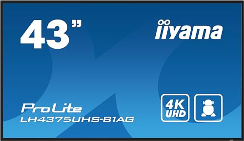iiyama Prolite LH4375UHS-B1AG 4K UHD HDMI DP in/Out USB2.0 RS-232c RJ45 42.5 inch IPS LED Digital Display Display Display Android OS WiFi SDM-S Micro-SD 24/7 Black