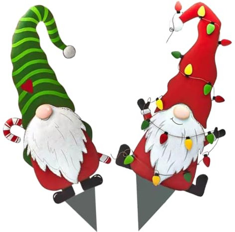 2 StüCk Weihnachtsdeko Gartenstecker, Doppelseitig Bedruckte Weihnachtsmann Gartendekoration, Wetterfest Und Langlebig, Innen Und AußEn, 38x14cm