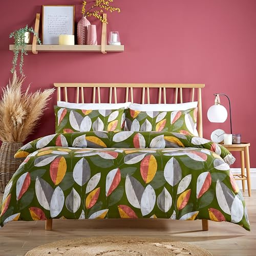 Olivia Rocco Bodenham Duvet Cover Set Soft Quilt Bedding Covers with Pillowcases Ultra Soft Luxurious Leaf Printed Modern Design for Comfort Sleep, King