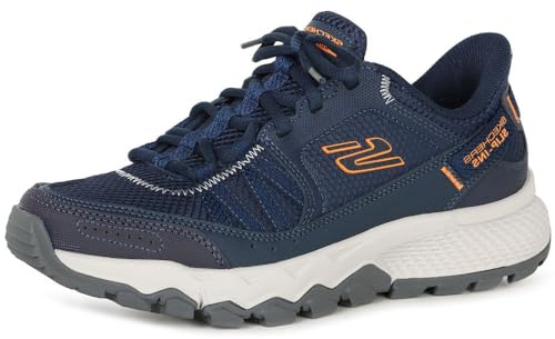 Skechers Homme Dynamite At Escapar Slip-In ENTRAINEUSE, Navy Leather/Textile/Orange Trim, 46 EU