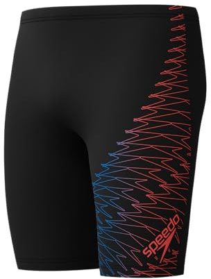 Speedo Medley Logo Jammer para Hombre, Black/Neon Coral, 26