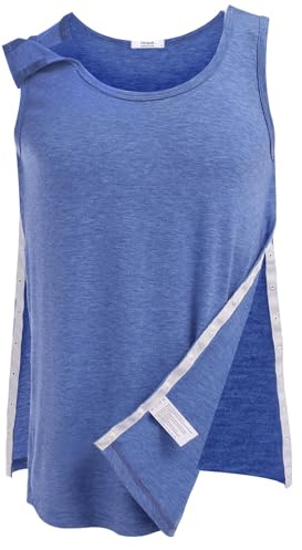 PINSPARK Unisex Post Shoulder Surgery Shirt Workout Tops Blue L