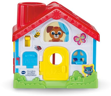 VTech - Ma Maison Premières Manipulations, Jouet Sensoriel Fabriqué avec des Matériaux Plus Durables, Trieur de Formes, Jeux d'Éveil et de Motricité Fine, Cadeau Bébé Dès 9 Mois - Contenu en Français