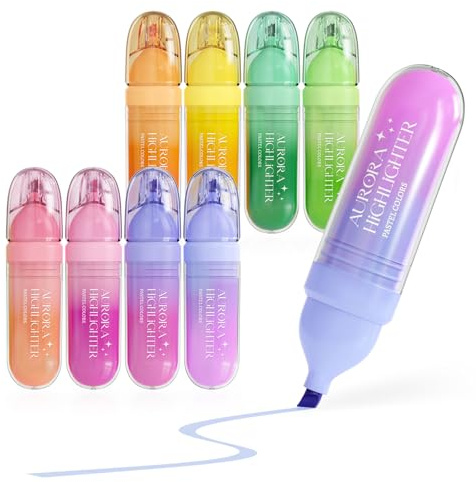 Four Candies 8PCS süßes Pastell-Textmarker-Set, trocknet schnell weiche Keilspitze, Bibel-Textmarker in verschiedenen Farben, kein Auslaufen, ästhetische für Schule und Büro