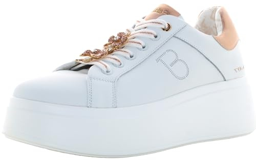 Tosca Blu Sneaker Gioiello da Donna Elettra Bianca e Cipria con Fiori di Strass - Elettra 011 16W - Taglia 39