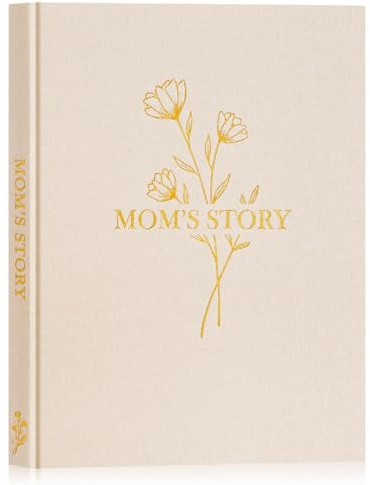 Lanpn Mom Life Story Bokdagbok med 270+ uppmaningar, linne inbunden mor berättelse guidad dagbok, mamma minne minnesbok att fylla i, mors dag födelsedag julklapp till mamma, beige