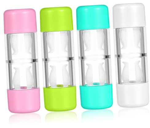 HEALEEP 4piezas Estuche Rígido para Lentillas Rgp Caja Protectora Portátil para Almacenamiento De Lentes con Colores Rosa Blanco Azul Verde para Viajes y Uso Diario
