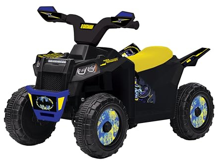 Batman Kids Mini Quad Bike - Official Licensed Kids Ride On Car - 6V Electric Ride On Toys - Forward, Reverse Gears, Chunky Tyres & Amazing Friends Decals, Safe Toddler Toy - Batman Toys