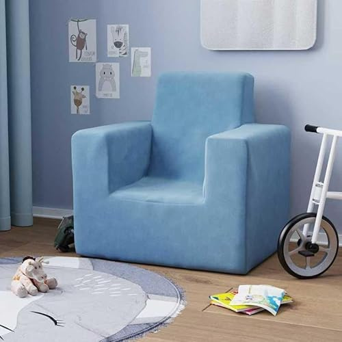 Eleganz Sofá infantil azul – Sofá de felpa suave para habitación infantil | 100% poliéster | cómodo y seguro | ideal para niños pequeños | muebles para bebés y niños pequeños