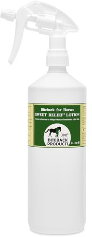 Biteback Products 'Sweet Relief'® Midge Barrier Spray for Itchy Horses - Benzyl Benzoate Formula, Soothes the Itch Cycle, Moisturises & Supports Hair Regrowth - 1000ml