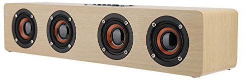 Garsent Wooden Bluetooth Speaker, 12W TV Computer Speaker Sound Bar with 4 Bass Subwoofer Support Bluetooth, AUX, TF card, FM(#2)