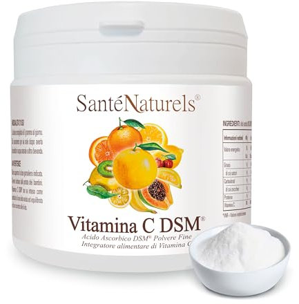 Acido Ascorbico Puro DSM 250g ● Vitamina C in Polvere Pura Fine e Idrosolubile ● Integratore Alimentare Naturale ● No Ogm, No Lattosio, No Glutine ● Produzione Europea