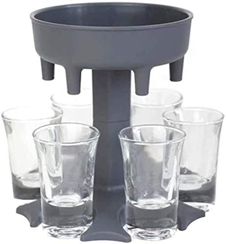 Shot Glass Dispenser and Holder Multiple 6 Shot Dispenser Bar Shot Dispenser Cocktail Dispenser Party Festival Gift (Grey)