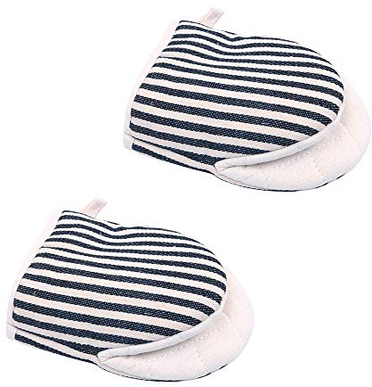 Shiwaki 1 Paio di Guanti da Forno Mini Guanti da Forno a microonde presina Guanti in Cotone e Lino Estremamente Resistenti al Calore Superfici Antiscivolo Guanto a Becco D'Anatra da Forno - Nero