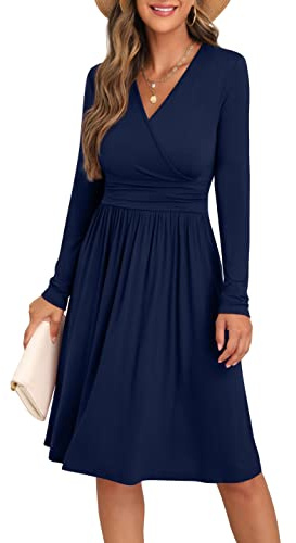 GRECERELLE Robe d'été pour femmes, robe portefeuille décontractée à manches courtes à volants, col en V, motif floral, pour la plage, L