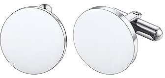 Richsteel Herren-Manschettenknöpfe, Edelstahl, personalisierbar, Foto/Initiale, klassische runde Form, Manschettenknöpfe für Vater/Ehemann/Freund, Geschenkverpackung, Einheitsgröße, Edelstahl, Kein