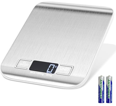 Gvolatee 10kg/1g Balance de cuisine precision Électronique, inoxydable pese aliment cuisine avec affichage Lcd et fonction tare, 6 unités, pesée des aliments pour la cuisson, pâtisserie et mélange