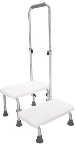 Hadwigger 2 Stufen 42 x 23cm Badewannenstufe Badewanneneinstiegshilfe mit Griff höhenverstellbar Badewannentritt rutschfeste Tritt Fußtritt Hocker für Senioren, Tragfähigkeit bis 100 kg