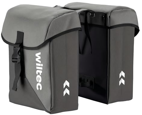 Wiltec Borsa per bici doppia 35 l, impermeabile, montaggio al portapacchi posteriore, Bisaccia per bicicletta bikepacking