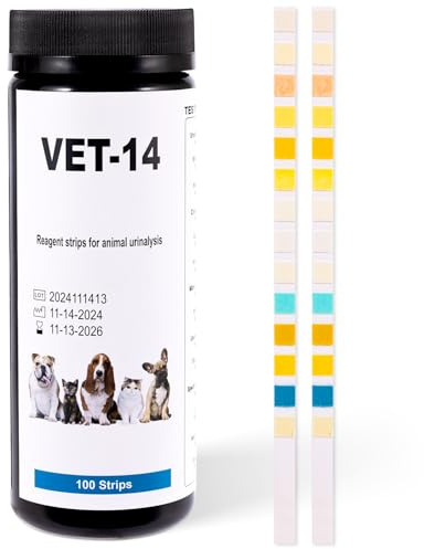 Antmoilios 14-Parameter Dog&Cat UTI & Blood Test Strips, 100ct Detect Ketone Urine Protein Glucose Bladder Full Panel Urinalysis Urinary Tract Infection Test Kits Home Testing, for Vet Pet UTI Test