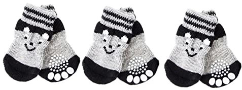 BESTonZON 3paare Hundesocken rutschfeste Warme Socken Für Hunde Pfotenschutz Für Drinnen Und Draußen Anti-rutsch-sohlendesign Für Zusätzliche Griffigkeit Und Bequemlichkeit Für Kleine
