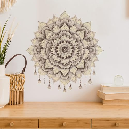 RoyoLam Floral Mandala Wall Decals Removable Boho Vinyl Stickers for Meditation Living Room and Yoga Space Zen Decor Peel and Stick Wall Art