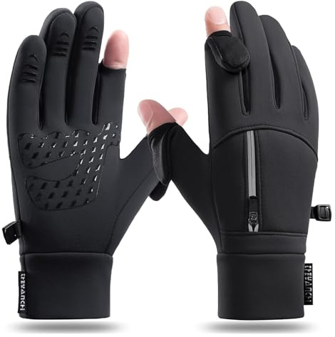 ACESOME vattentäta handskar, 1 par cykelhandskar, vind- och vattentäta varma handskar med fingerlock, lämpliga för löpning, cykling, körning, fiske, skidåkning, unisex (M)