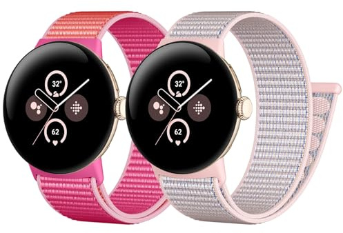 Maledan 2 stycken nylonarmband kompatibla med Google Pixel Watch 2 armband – kardborreband, nylon, sportband, för Google Pixel Watch 3, armband 4, 41 mm, för män och kvinnor