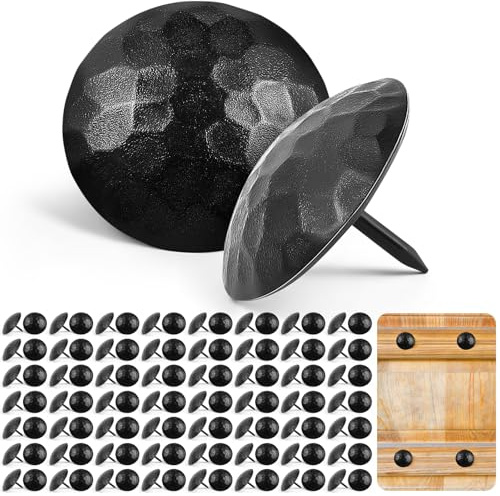 Otoolling 120 chiodi decorativi grandi in ferro anticato, per porte in legno, persiane, travi in finto legno, cancelli e mobili (2,5 cm, nero)