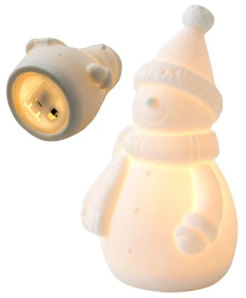 Figuras de muñeco de Nieve iluminadas | Muñeco de Nieve de cerámica Decoraciones de Navidad | Decoración de Temporada para Acción de Gracias, Dormitorio, Escuela, Fiesta, Oficina, Sala de