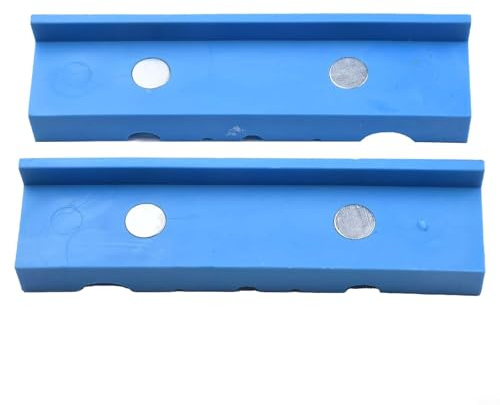 Almohadillas de mordaza para tira de protección con diseño magnético antideslizante, fundas de poliuretano multiranura para tornillo de banco 14 x 4 x 3 cm, color azul, 1 juego