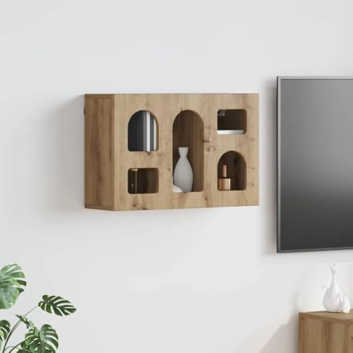 Nqyjm Armadietto sospeso in rovere Artisan, 60 x 20 x 40 cm, vetrina sospesa, elegante vetrina in legno, per camera da letto, soggiorno e studio