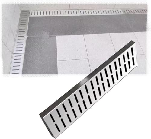 Rostfritt stål dräneringsgallerkanalfilter för regnvatten utomhus uteplats pool trottoar – 50 x 17 cm (20 x 6,7 tum) kraftigt galler för effektivt vattenflöde