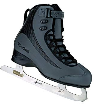 Riedell Soar Ice Skates for Men and Women - Sleek Insulated Skate Shoes with Foam-Backed Velvet Lining, PVC Soles, and Smooth Stainless Steel Blades - Onyx - Size 5