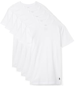 POLO RALPH LAUREN 5 Pack Slim Fit Crews 5 White/Cruise Navy MD