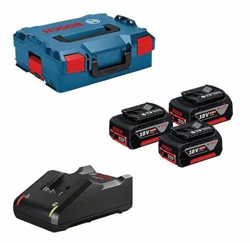 Bosch Professional 18V System Starter Kit: 3x GBA 18V 5.0Ah Akkus, Schnellladegerät GAL 18V-40, L-BOXX