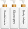 GMISUN Shampoo and Conditioner Dispenser, Refillable White Shampoo and Conditioner Bottles with Bamboo Pump, Modern Bathroom Shower Bottles Set for Shampoo Conditioner Body Wash, 3 Pack