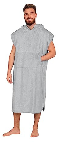 Adore Men's Cotton Hooded Changing Robe Silver S/M Poncho Towel