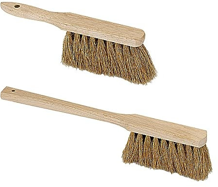 Set 1 x industriborste 28 cm 1 x lång handborste 43 cm handkvast sopborste (brun naturlig kokos)