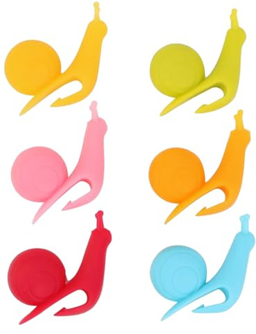 Lot de 6 porte-sachets de thé réutilisables en silicone en forme d'escargot