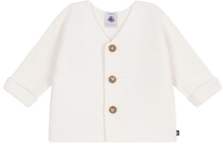 Petit Bateau A0ces, Maglione Cardigan Unisex - Bimbi 0-24, Bianco, 18 Mesi