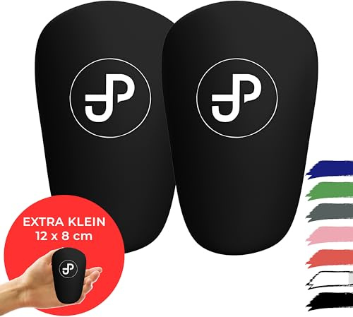 JDP Mini Schienbeinschoner, extra kleine Schienbeinschoner Fußball Herren, Anti-Rutsch Mini Schienbeinschützer Kinder Fussball, Fußball Schienbeinschützer klein, Shin Guards 12x8 cm, schwarz