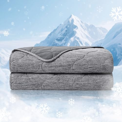 Cozy Bliss Double Side Cooling Blanket for Hot Sleepers, Q-Max>0.46 Lightweight Soft Breathable Bed Blanket, Cooling Throw for Night Sweats (Charcoal Grey, 60x80)