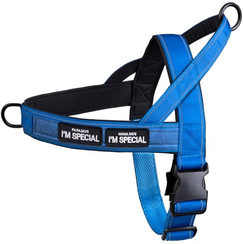 No Pull - Pettorina per cani di taglia piccola, media e grande, colore: Blu, L