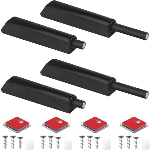 4 Piezas Amortiguadores Magnéticos Pulsador Puerta Armario Magnetica Aceros Inoxidables Cierre Magnetico Puerta Push para Armario Presionar Abrir el Pestillo de Captura Abridor de Puerta Pulsador