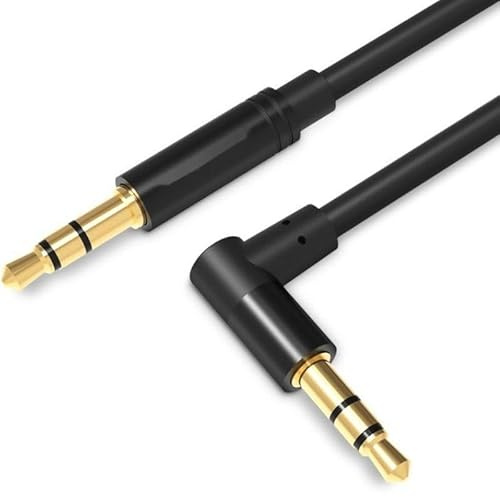 Watio Wave Cable audio - cable estéreos acodado jack 3.5 mm/jack 3.5 mm, longitud 0.5 m, color negro, ideal para conexiones de audio*