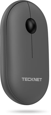 TECKNET Ratón Inalámbrico Bluetooth, Ratón de Computadora Bluetooth 5.0/3.0 más 2.4GHz, Ratón Silencioso con Receptor USB, Práctico y Cómodo para PC/Mac/Portátil/Chromebook - Gris